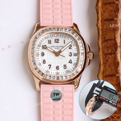 Super clone Patek Philippe Aquanaut Luce 9015 Auto watch Pink Rubber strap